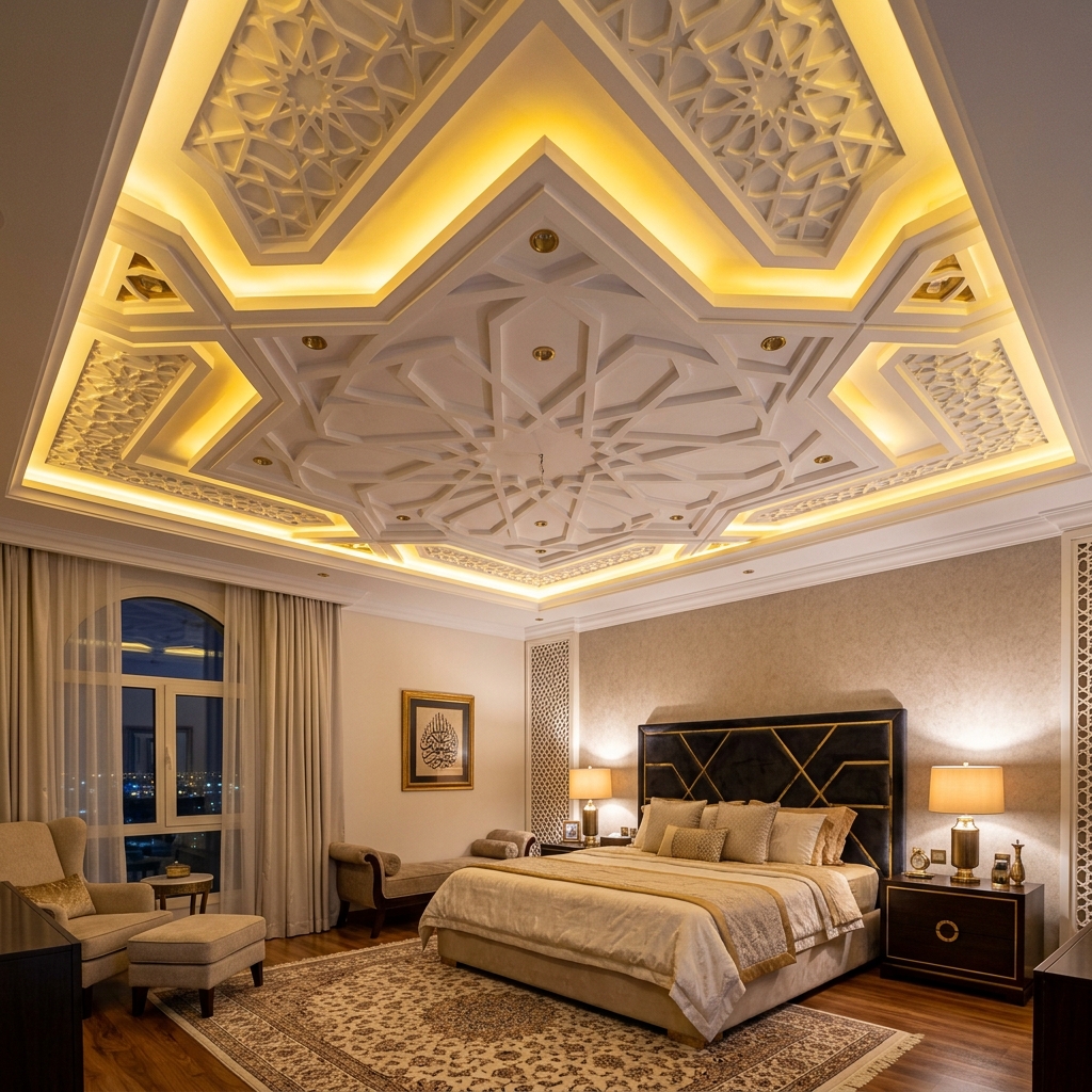 سقف جبسي مودرن بإضاءة LED